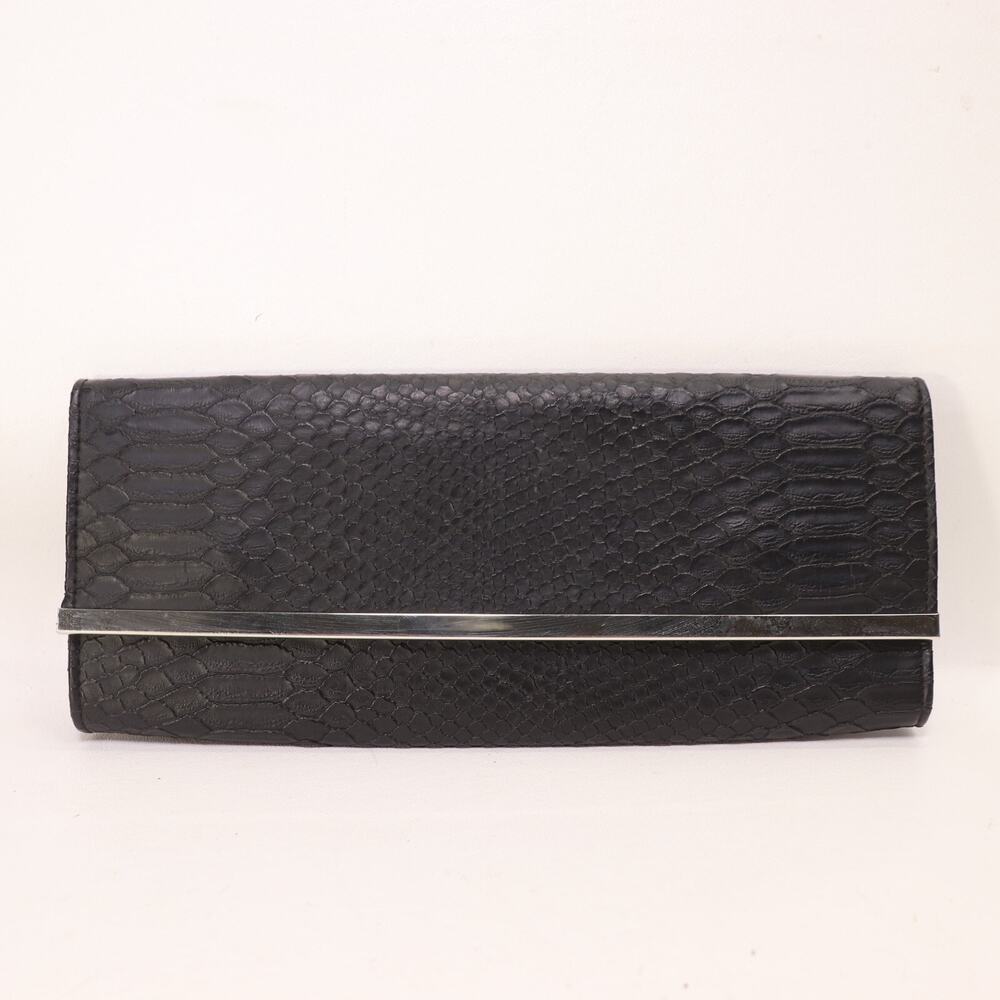 Express Clutch Handbag Women M Black Faux Croc Leather Purse Bag Envelope Flap